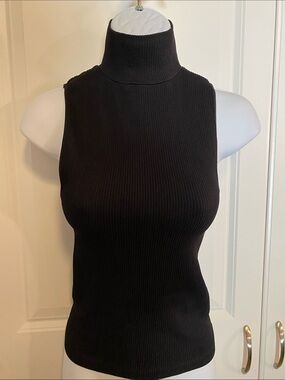 Nikibiki Black Ribbed Mock Neck Tank